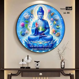 Phật Dược Sư (Dược Sư Lưu Ly Quang Như Lai) | Tranh hộp đèn cao cấp | Mã tranh 88 | Tranh TÂM - Ảnh 4