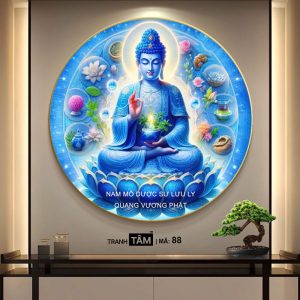 Phật Dược Sư (Dược Sư Lưu Ly Quang Như Lai) | Tranh hộp đèn cao cấp | Mã tranh 88 | Tranh TÂM - Ảnh 3