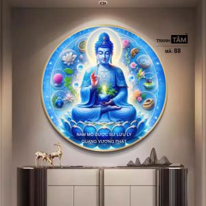 Alternative view of Phật Dược Sư (Dược Sư Lưu Ly Quang Như Lai) | Tranh hộp đèn cao cấp | Mã tranh 88 | Tranh TÂM