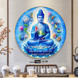 Phật Dược Sư (Dược Sư Lưu Ly Quang Như Lai) | Tranh hộp đèn cao cấp | Mã tranh 88 | Tranh TÂM - Ảnh 5