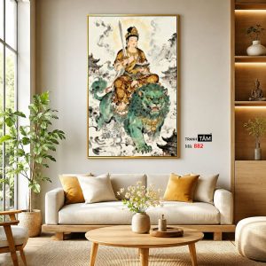 Văn Thù Sư Lợi Bồ Tát | Tranh hộp đèn cao cấp | Mã tranh 882 | Tranh TÂM