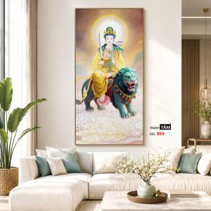 Văn Thù Sư Lợi Bồ Tát | Tranh hộp đèn cao cấp | Mã tranh 889 | Tranh TÂM - Ảnh 5