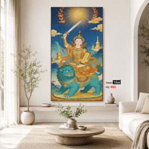 Văn Thù Sư Lợi Bồ Tát | Tranh hộp đèn cao cấp | Mã tranh 893 | Tranh TÂM - Ảnh 4
