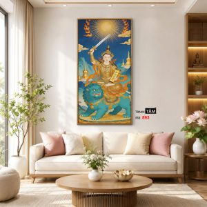 Văn Thù Sư Lợi Bồ Tát | Tranh hộp đèn cao cấp | Mã tranh 893 | Tranh TÂM - Ảnh 3
