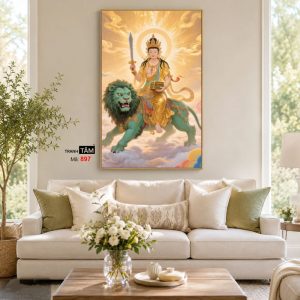 Văn Thù Sư Lợi Bồ Tát | Tranh hộp đèn cao cấp | Mã tranh 897 | Tranh TÂM - Ảnh 4