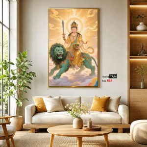 Văn Thù Sư Lợi Bồ Tát | Tranh hộp đèn cao cấp | Mã tranh 897 | Tranh TÂM - Ảnh 3