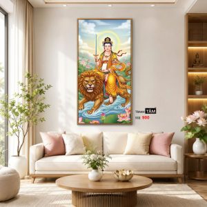 Alternative view of Văn Thù Sư Lợi Bồ Tát | Tranh hộp đèn cao cấp | Mã tranh 900 | Tranh TÂM