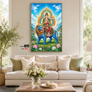 Văn Thù Sư Lợi Bồ Tát | Tranh hộp đèn cao cấp | Mã tranh 903 | Tranh TÂM - Ảnh 4