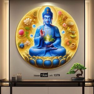 Phật Dược Sư (Dược Sư Lưu Ly Quang Như Lai) | Tranh hộp đèn cao cấp | Mã tranh 1379 | Tranh TÂM - Ảnh 4