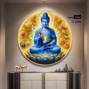 Phật Dược Sư (Dược Sư Lưu Ly Quang Như Lai) | Tranh hộp đèn cao cấp | Mã tranh 1379 | Tranh TÂM - Ảnh 3