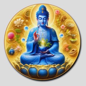 Phật Dược Sư (Dược Sư Lưu Ly Quang Như Lai) | Tranh hộp đèn cao cấp | Mã tranh 1379 | Tranh TÂM
