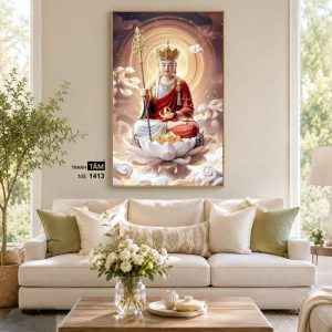Địa Tạng Vương Bồ Tát | Tranh hộp đèn cao cấp | Mã tranh 1413 | Tranh TÂM - Ảnh 4