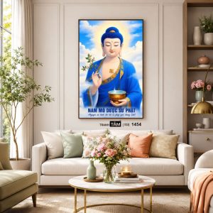 Phật Dược Sư (Dược Sư Lưu Ly Quang Như Lai) | Tranh hộp đèn cao cấp | Mã tranh 1454 | Tranh TÂM - Ảnh 5