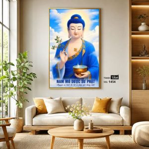 Phật Dược Sư (Dược Sư Lưu Ly Quang Như Lai) | Tranh hộp đèn cao cấp | Mã tranh 1454 | Tranh TÂM - Ảnh 3