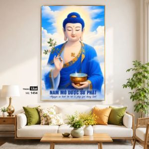 Alternative view of Phật Dược Sư (Dược Sư Lưu Ly Quang Như Lai) | Tranh hộp đèn cao cấp | Mã tranh 1454 | Tranh TÂM