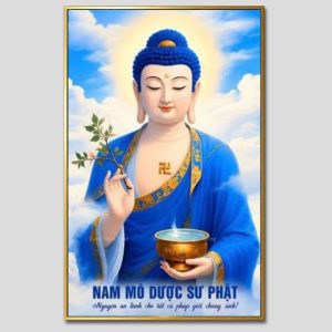 Phật Dược Sư (Dược Sư Lưu Ly Quang Như Lai) | Tranh hộp đèn cao cấp | Mã tranh 1454 | Tranh TÂM