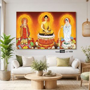 Tây Phương Tam Thánh | Tranh hộp đèn cao cấp | Mã tranh 1458 | Tranh TÂM - Ảnh 4