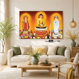 Tây Phương Tam Thánh | Tranh hộp đèn cao cấp | Mã tranh 1458 | Tranh TÂM - Ảnh 3