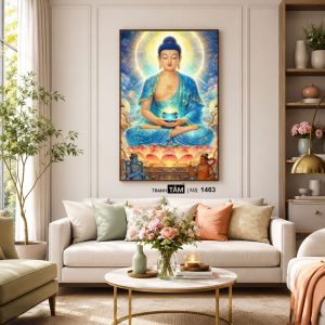 Phật Dược Sư (Dược Sư Lưu Ly Quang Như Lai) | Tranh hộp đèn cao cấp | Mã tranh 1463 | Tranh TÂM - Ảnh 5