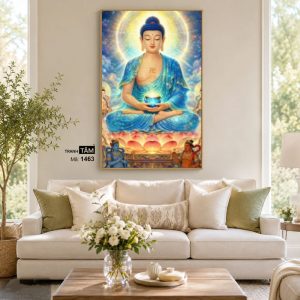 Phật Dược Sư (Dược Sư Lưu Ly Quang Như Lai) | Tranh hộp đèn cao cấp | Mã tranh 1463 | Tranh TÂM - Ảnh 4