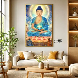 Phật Dược Sư (Dược Sư Lưu Ly Quang Như Lai) | Tranh hộp đèn cao cấp | Mã tranh 1463 | Tranh TÂM - Ảnh 3