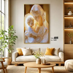 Đức mẹ Maria | Tranh hộp đèn cao cấp | Mã tranh 1483 | Tranh TÂM - Ảnh 3